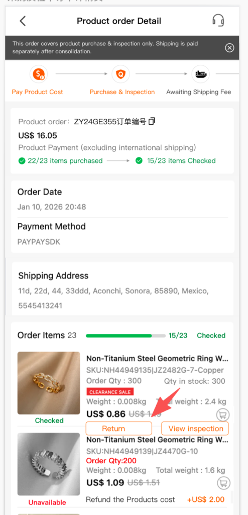 Returning Items That Didn’t Pass Inspection